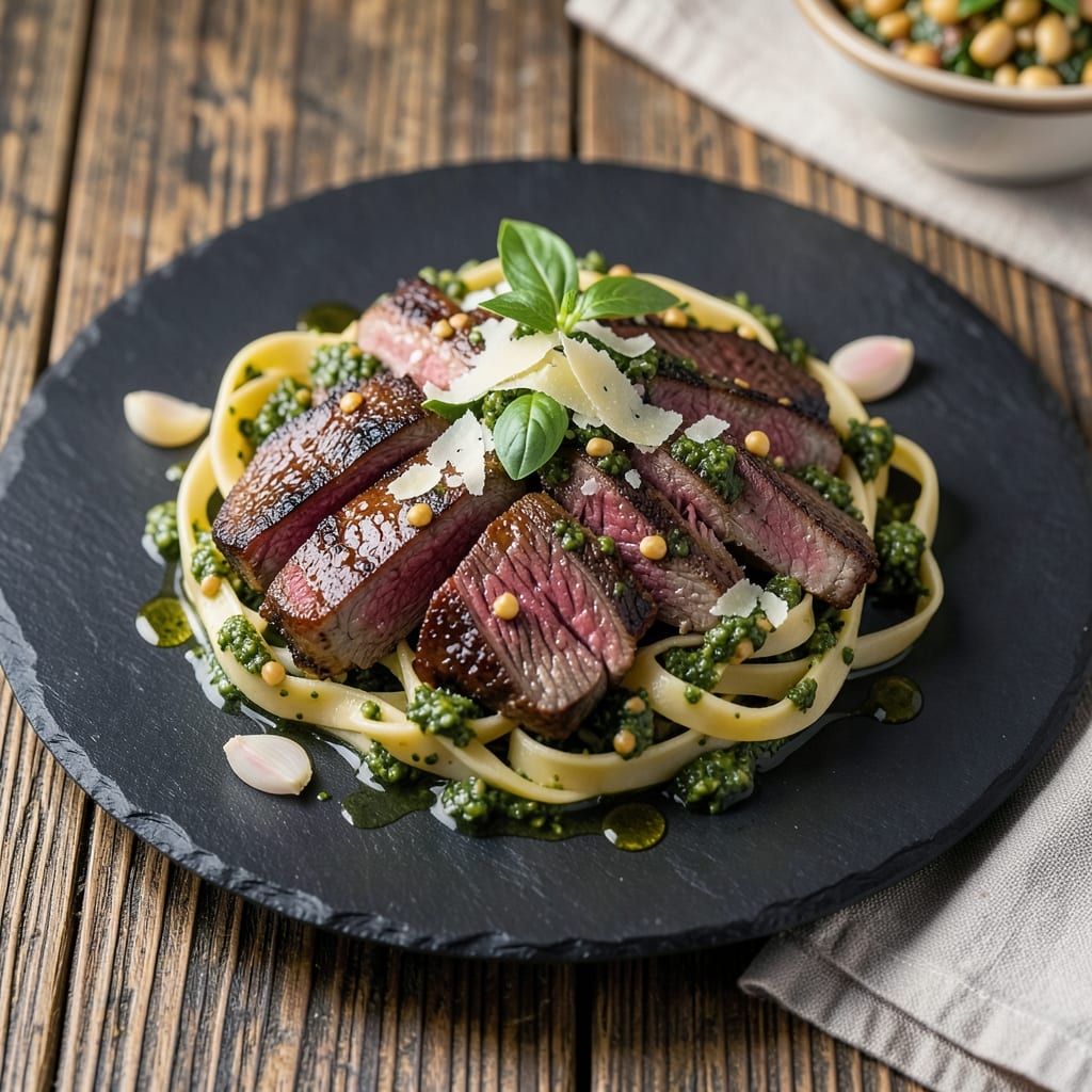 Beef Basil Pesto Pasta Recipe: Rich Tomato-Meat Fusion With Fresh Herb Zing