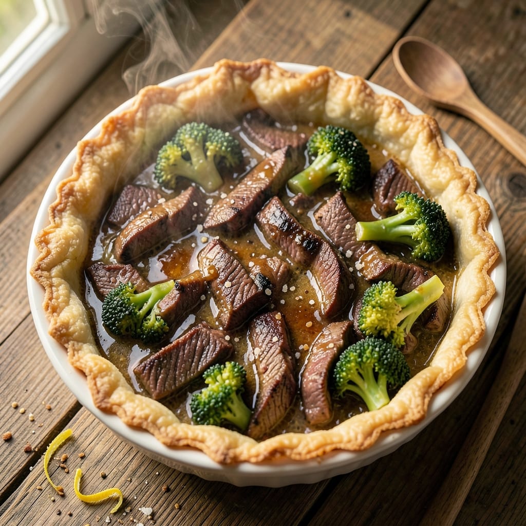 Beef and Broccoli Pie Recipe: Flaky Crust Hides Juicy Beef and Veggie Filling