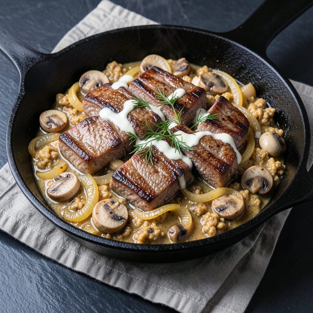 Baked Beef Stroganoff Recipe: Crispy Top, Creamy Mushroom Swirl