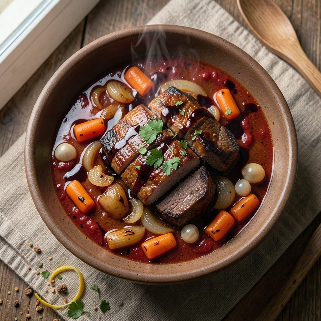Balsamic Beef Stew Slow Cooker Recipe: Deep-Red Richness With Fall-Apart Meat
