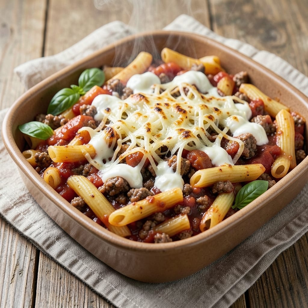 Baked Ziti Recipe with Ground Beef and Italian Sausage: Meaty Layers That Bake to Golden Bubbly Bliss