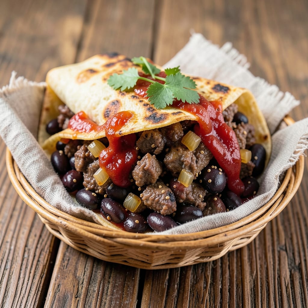 Beef and Black Bean Burrito Recipe: Smoky Cumin-Crusted Tortilla Wraps