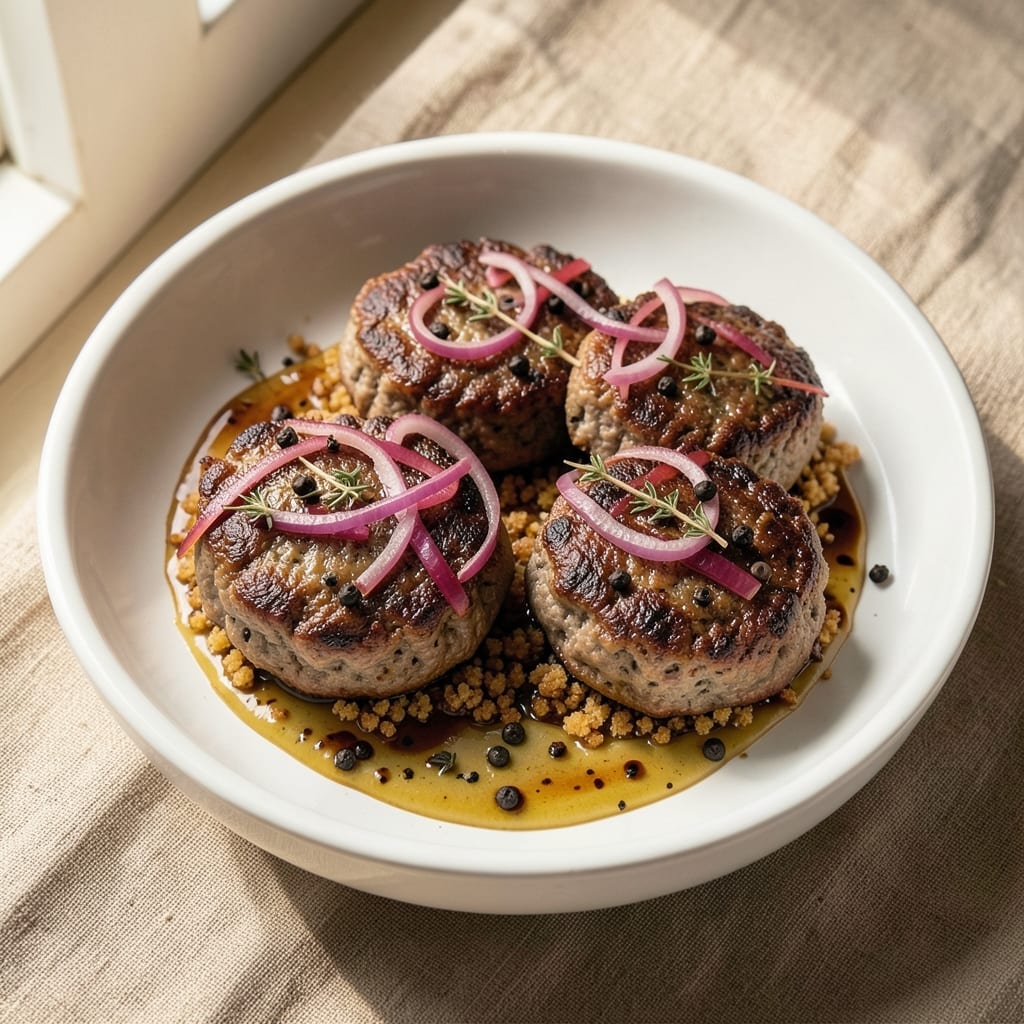 Beef and Pork Patties Recipe: Juicy Hybrid Burgers With Herby Crust