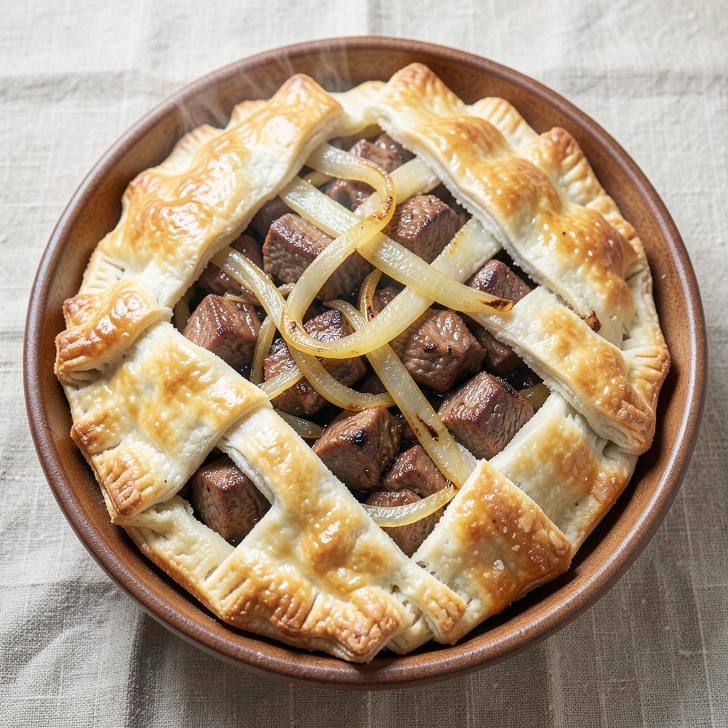 Beef and Onion Pasty Recipe: Flaky Crust Holds Savory Filling