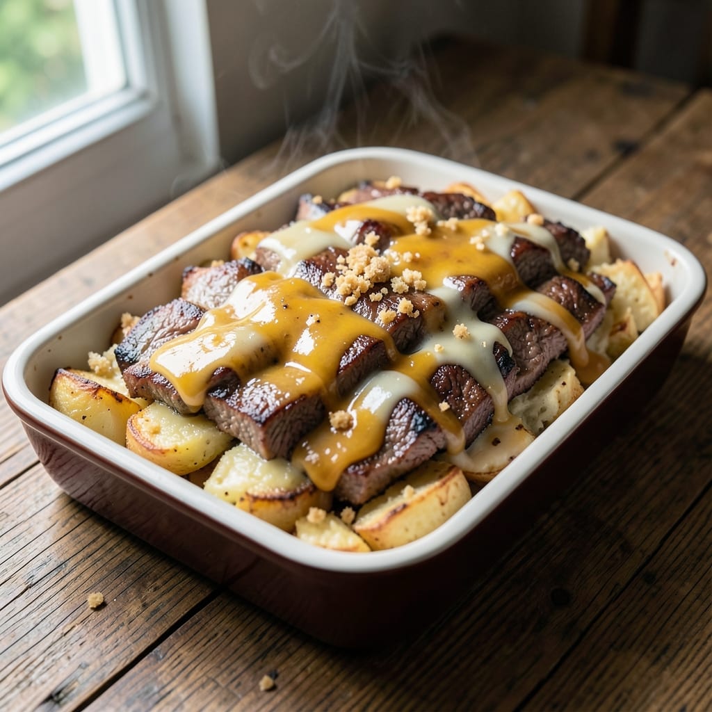 Beef and Tater Bake Recipe: Crispy Top, Melty Cheese Layers