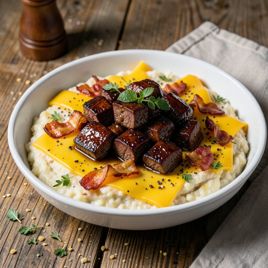 Beef and Grits Recipe: Smoky Bacon-Infused Cheese Crust Magic