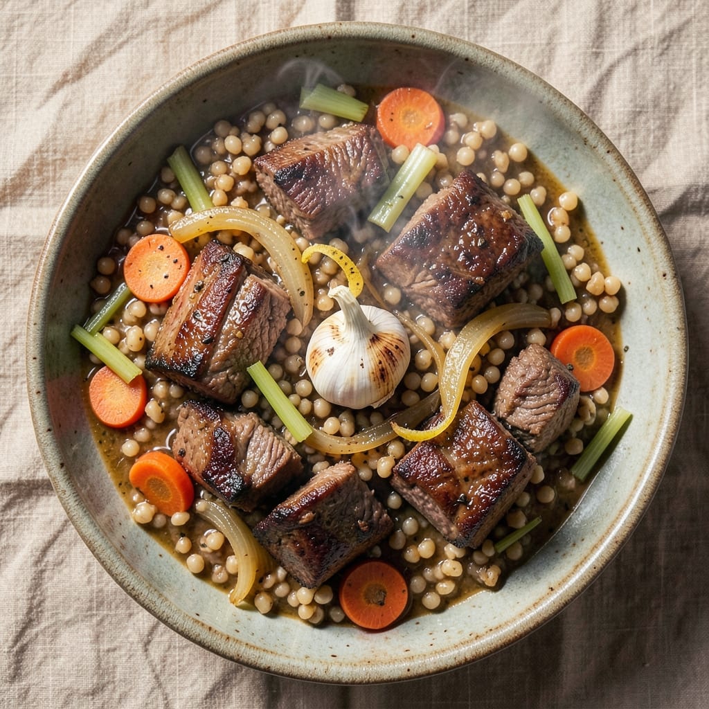 Beef and Pearl Barley Stew Recipe: Deep Umami Simmer With Hearty Barley Bites