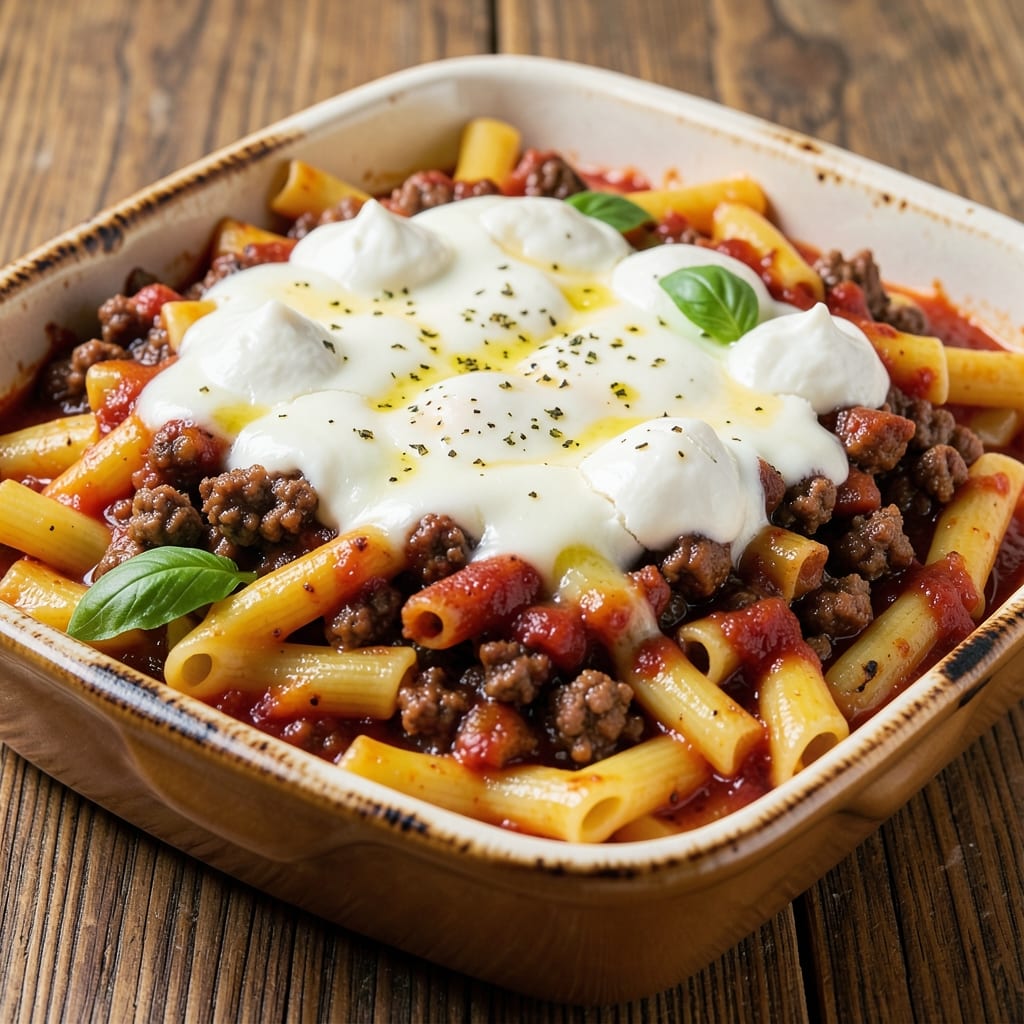 Baked Ziti Recipe with Ground Beef and Sausage: Meat-Loaded Layered Cheese Dream