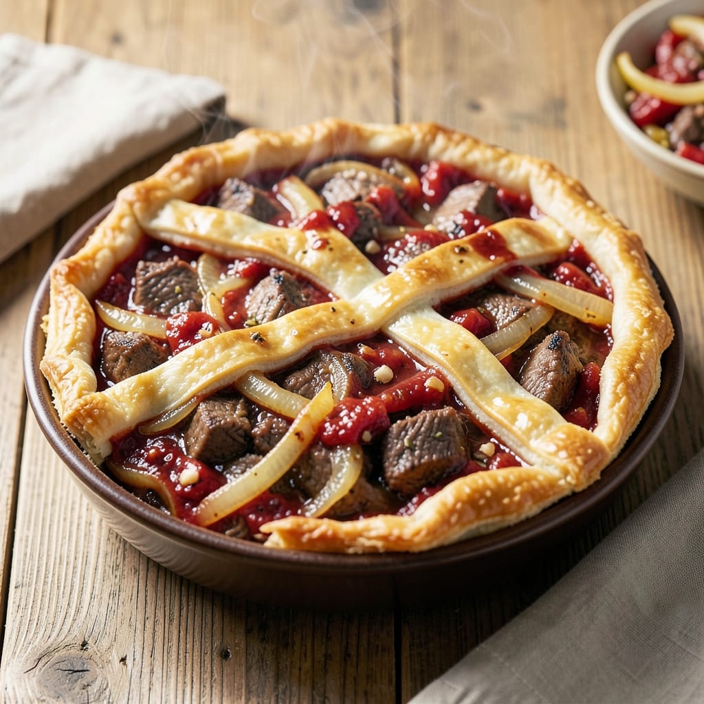 Beef and Tomato Pie Recipe: Flaky Crust Hugs Savory Meat and Sweet Tomatoes