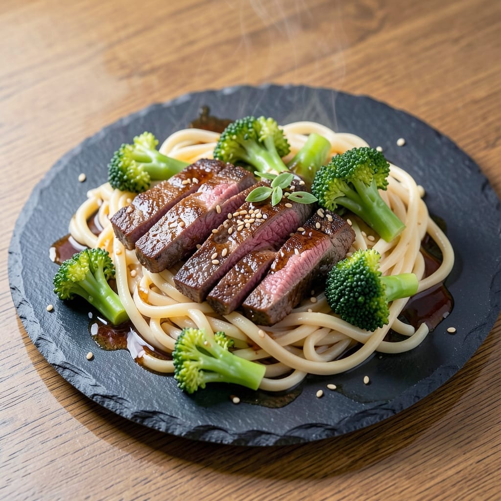 Beef and Broccoli Udon Noodles Recipe: Wok-Hei Crispy Beef and Silky Noodles