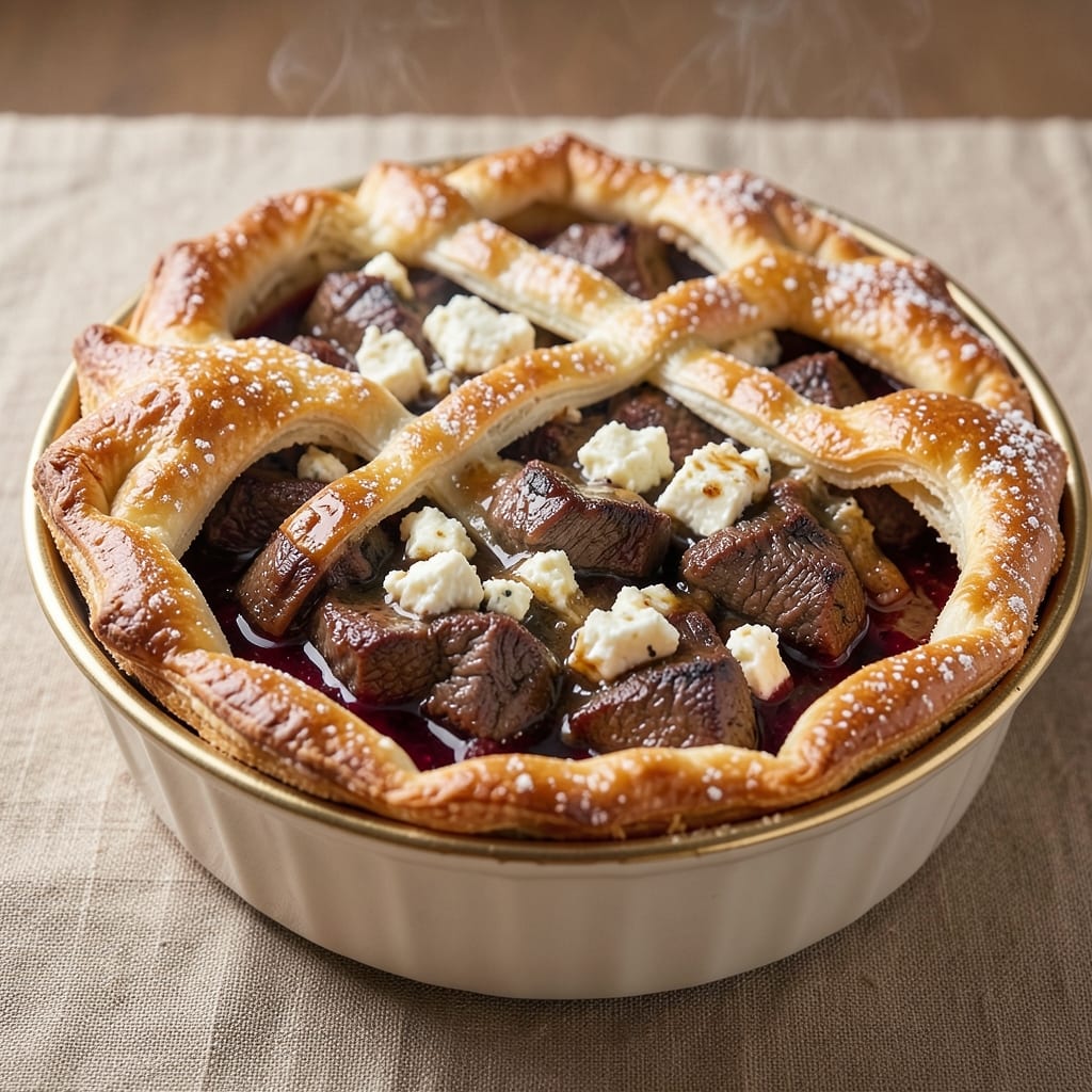 Beef and Stilton Pie Recipe: Savory Cheese Pastry With Caramelized Top