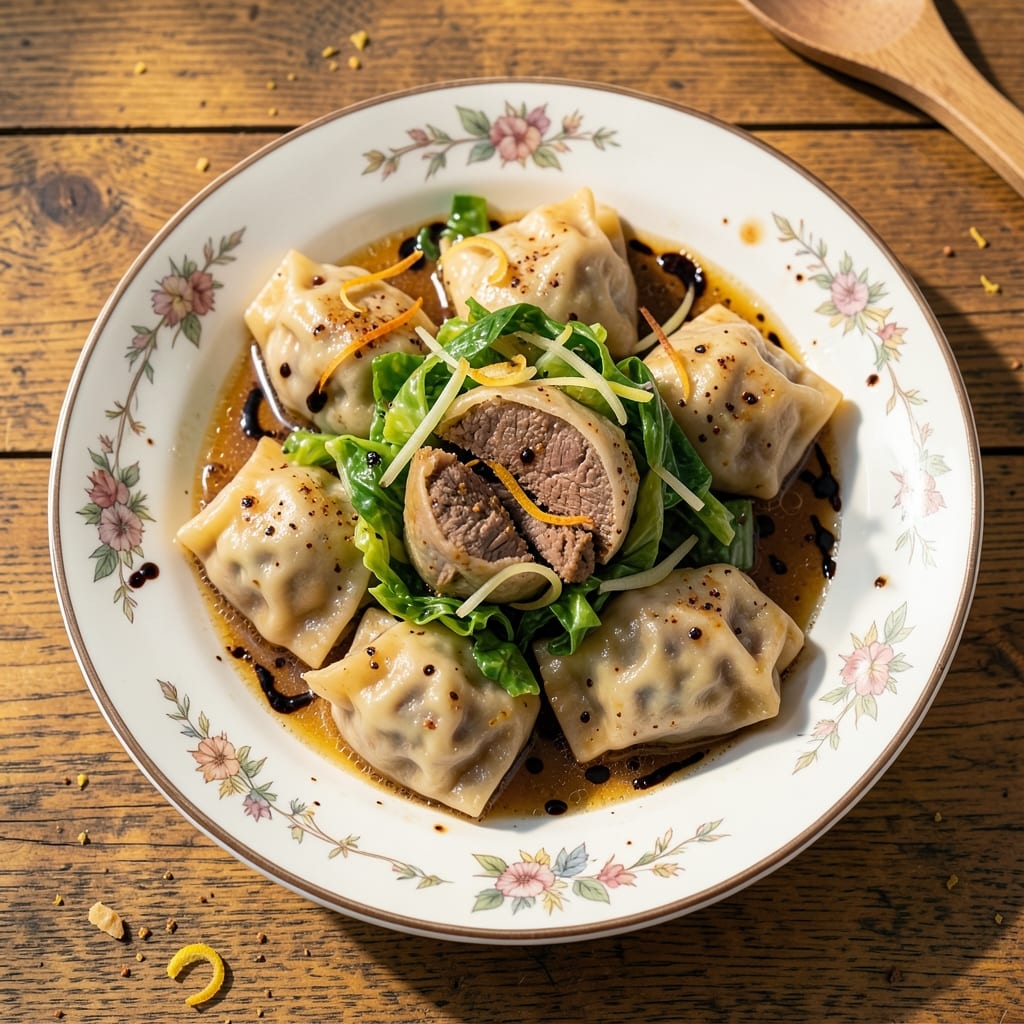 Beef and Cabbage Dumplings Recipe: Steamed Dumpling Bundles With Herby Filling