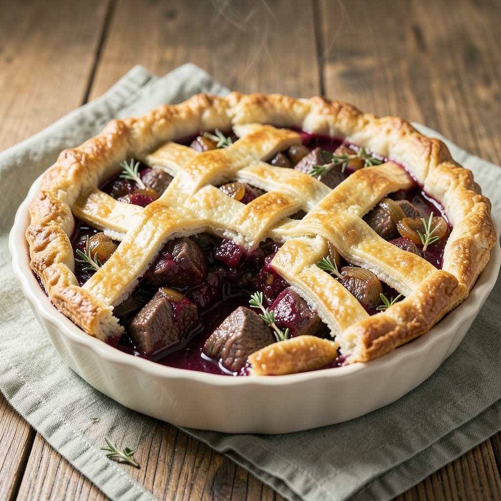 Beef and Burgundy Pie Recipe: Deep Wine-Reduced Crust With Tender Meat