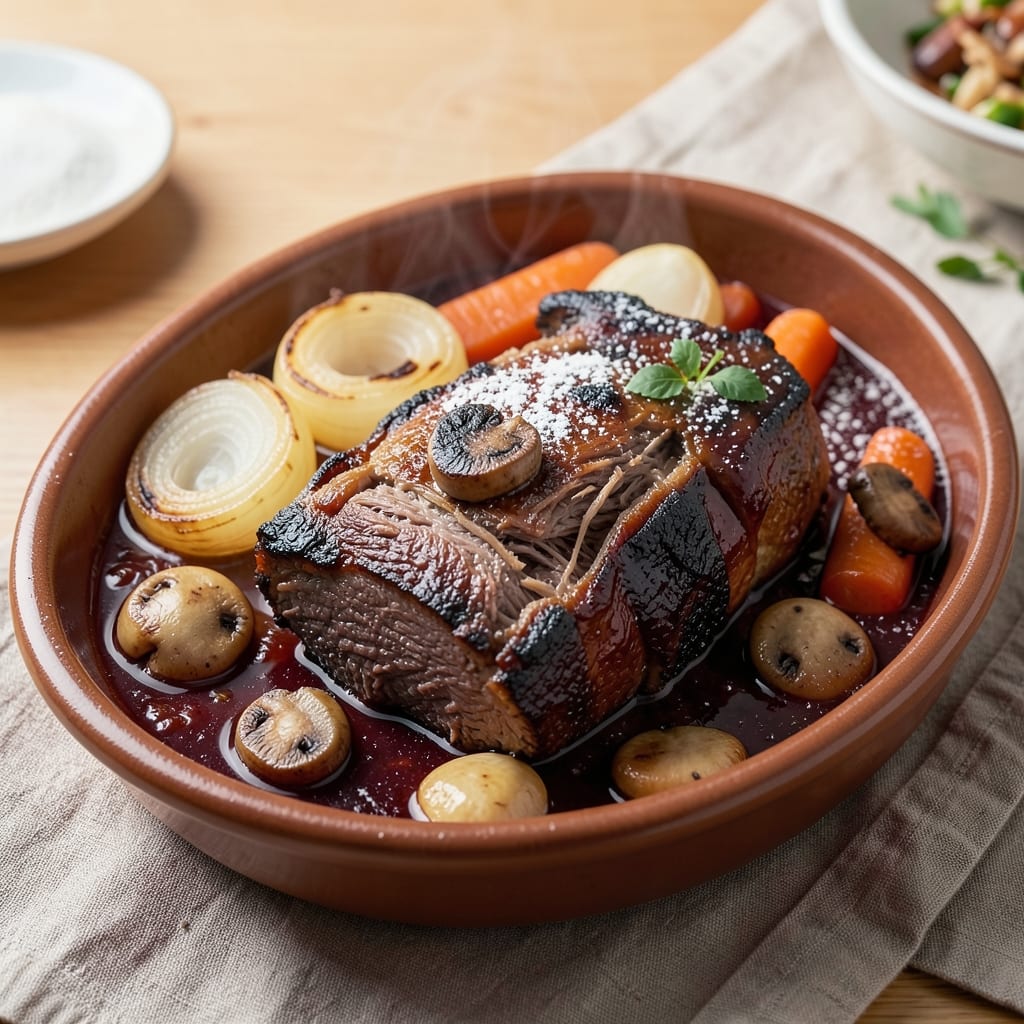 Basic Beef Bourguignon Recipe: Deep Red-Wine Simmered Tender Meat